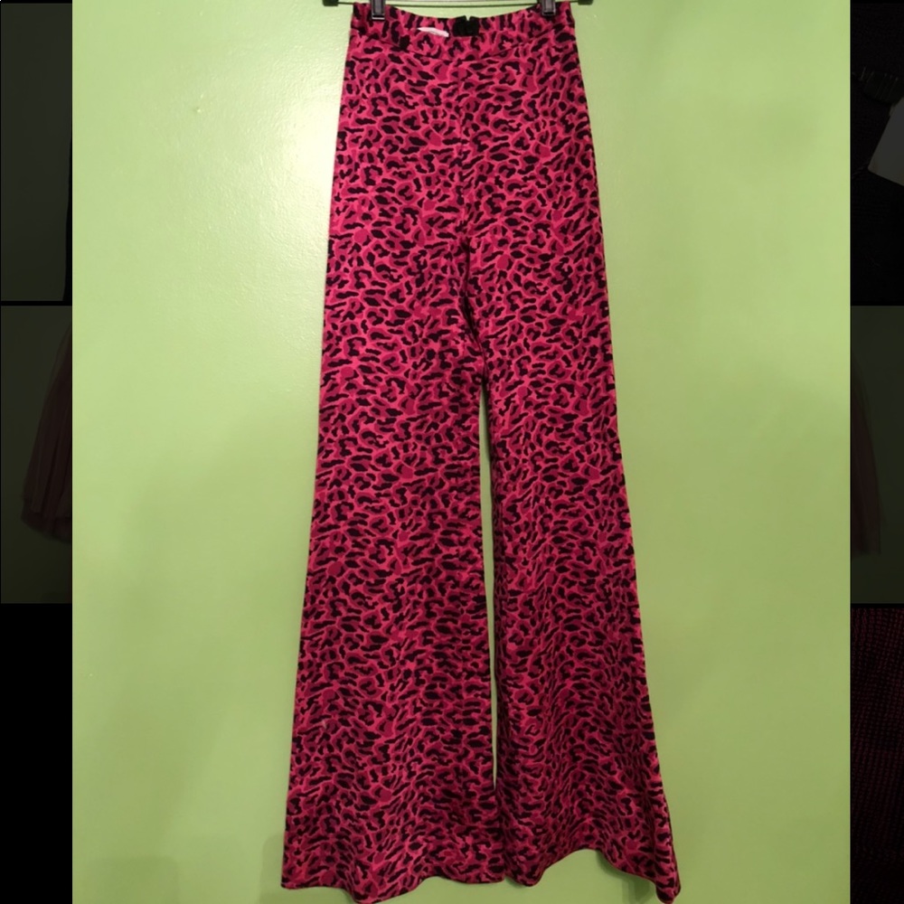 Mistress Rocks Pink Leopard Flare Pants